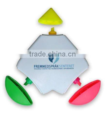 3 in 1 fluorescent heart shaped beautiful love highlighter promotional gift/fancy 3in1 highlighter/multi colored highlighter pen