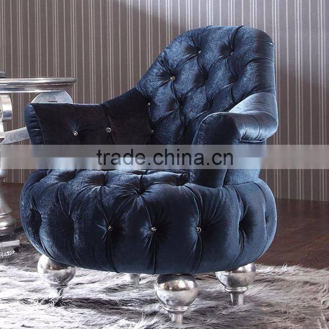 Solid wood furniture concise cosy design living room leisure fabric single sofa