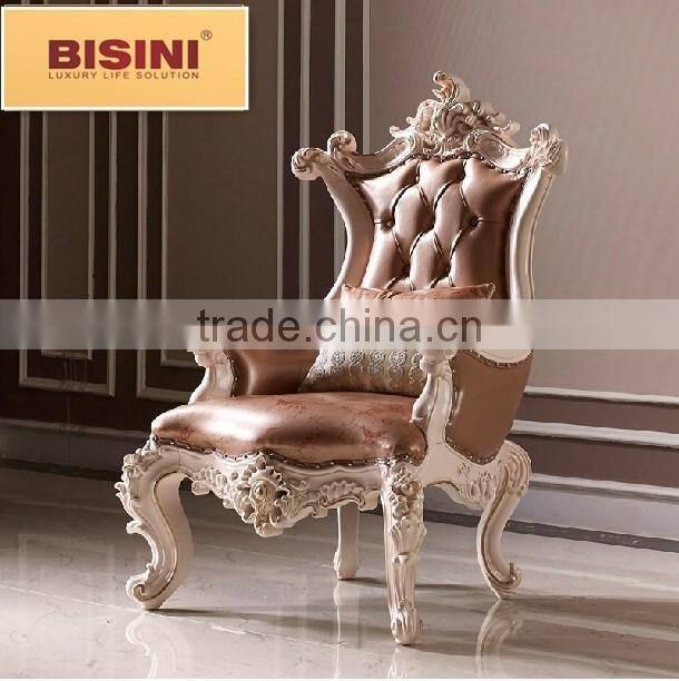 Bisini French Palace Solid Wooden Handcarved Genuine Leather sofa set