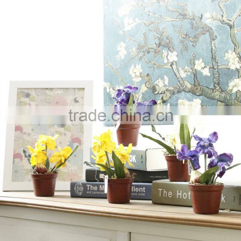 New design indoor decoration silk flowers iris bonsai mini artificial flowers
