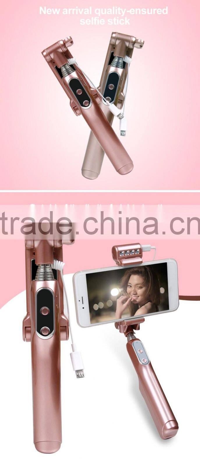 2016 RGKNSE rk-mini 4 all in one pen size foldable night using sync flash beauty wired selfie stick with led flash