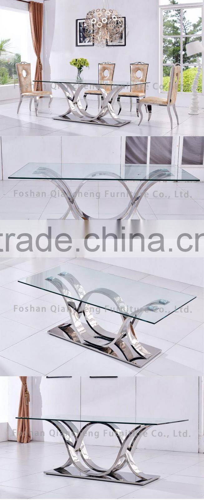 Glass top hotel dining table set with chairs new design