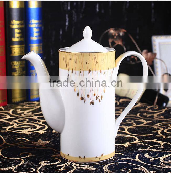 Fine china porcelain luxury 15pcs 17pcs coffee tea set arabic coffee cup table set with godeln decal