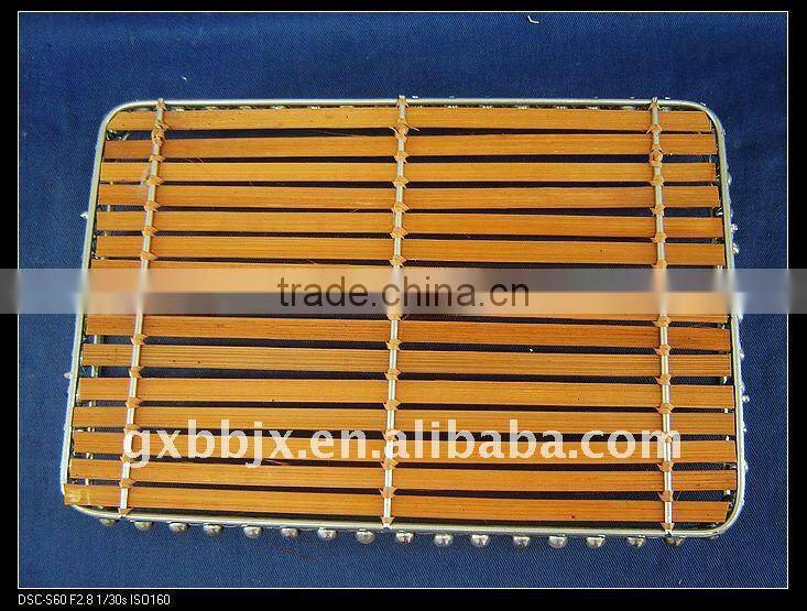 Bamboo wire storage flatware caddy plate with ear handle