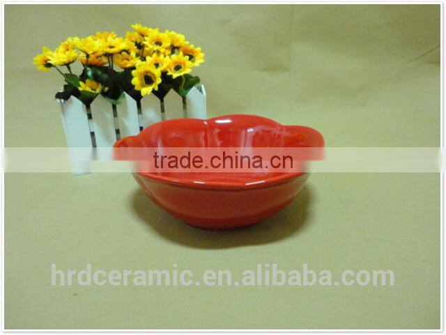 New style the red flower shape ceramic salad bowl