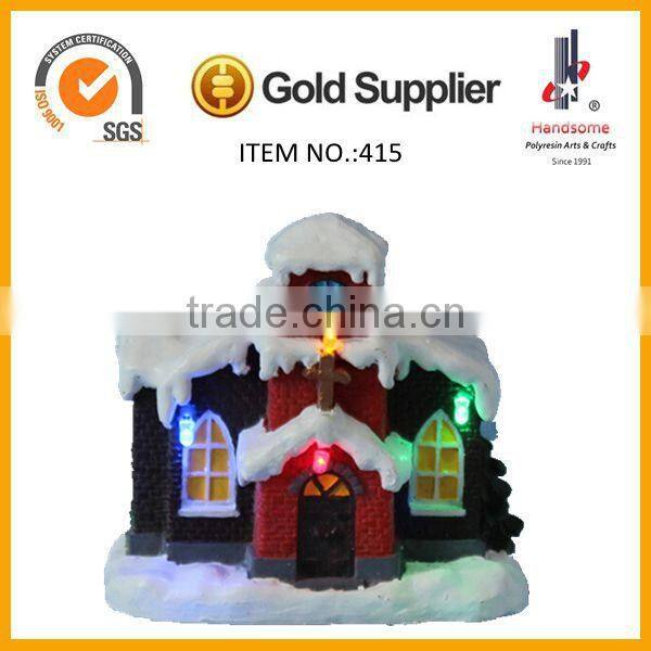 Polyresin craft Christmas house with LED light