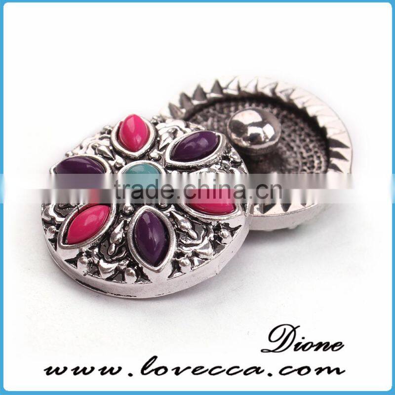 Trendy Punk Style Snap Button Jewelry Interchangeable custom crystal round snap button