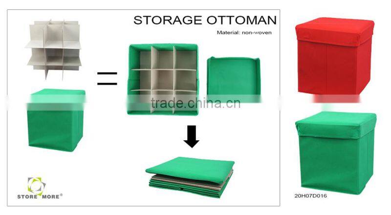 Fabric Folding Storage Ottoman Green Foot Rest Stool Footrest