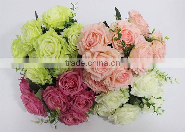 hot sale 9 heads artificial silk flowers,fake rose flowers