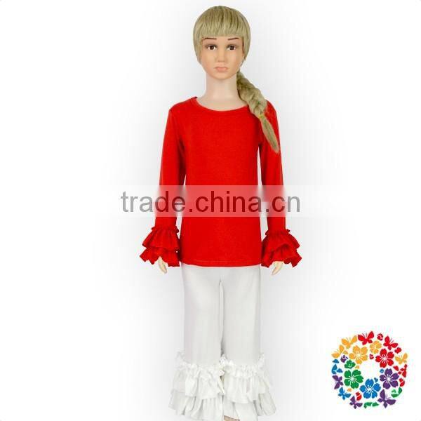 Plain White Baby Cotton Icing Leggings Christmas Ruffled Pants Girls Triple Ruffle Pants