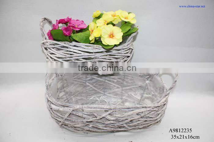 rattan flower basket with natural look