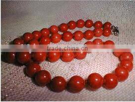wholesale 17" 9-10mm red round coral beads necklace jewelry set