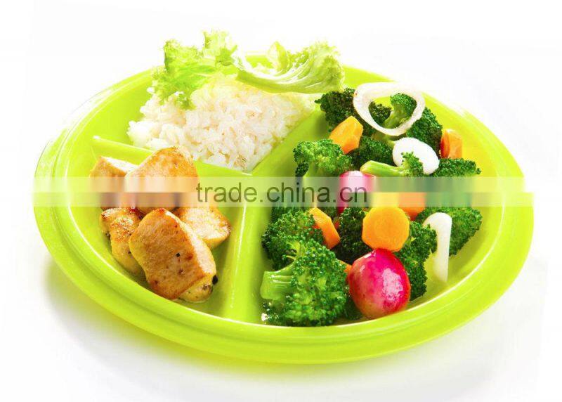 Sectional microwave safe plastic dinner plate, portion control plate