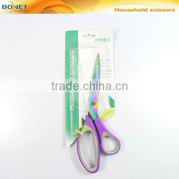 SHO0025P FDA qualified 8-1/2" color blades household multipurpose scissors