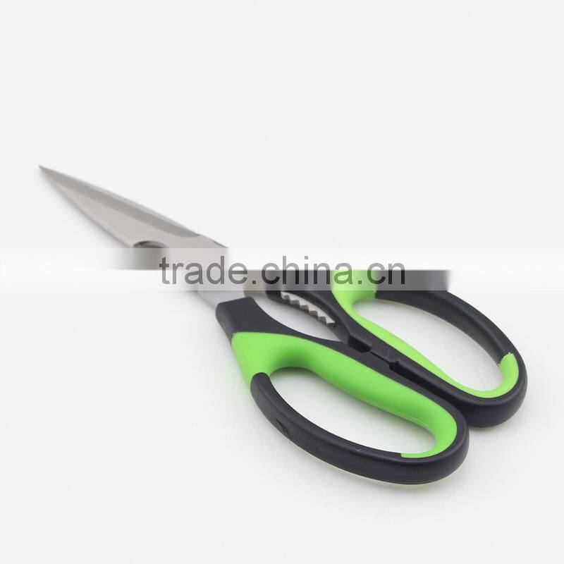 Rubber Handle Multifunction Kitchen Scissors with Bottle Opener