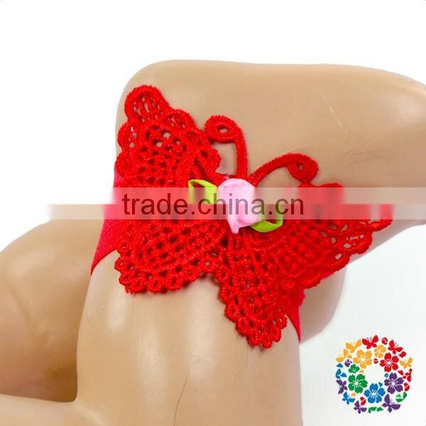 Beautiful Flower Pattern Barefoot Sandals With Headband Factory Cheap Wholesale Baby Sandals