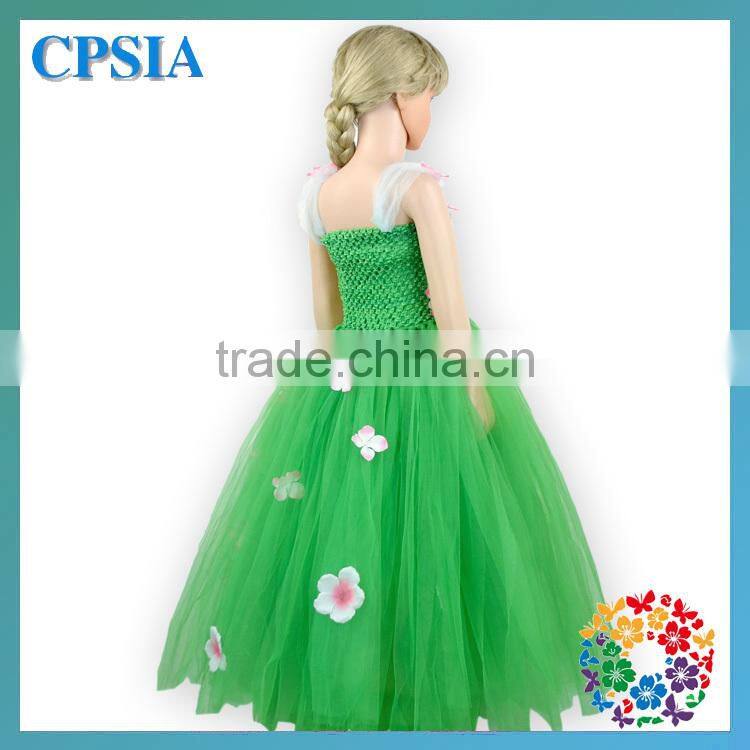 2015 High quality dresses Sleeveless green one piece girls party dresses girls long dresses