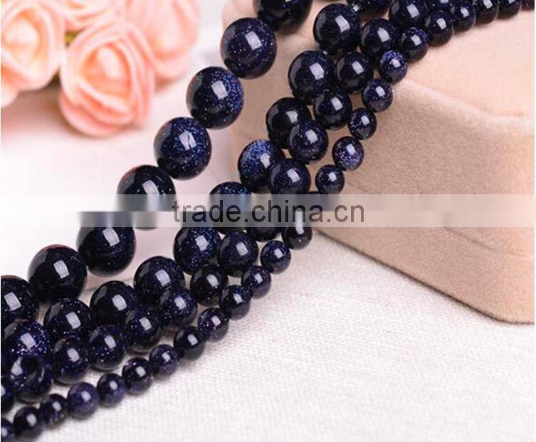natural blue gold stone round diy beads for jewelry slider beads for bracelets