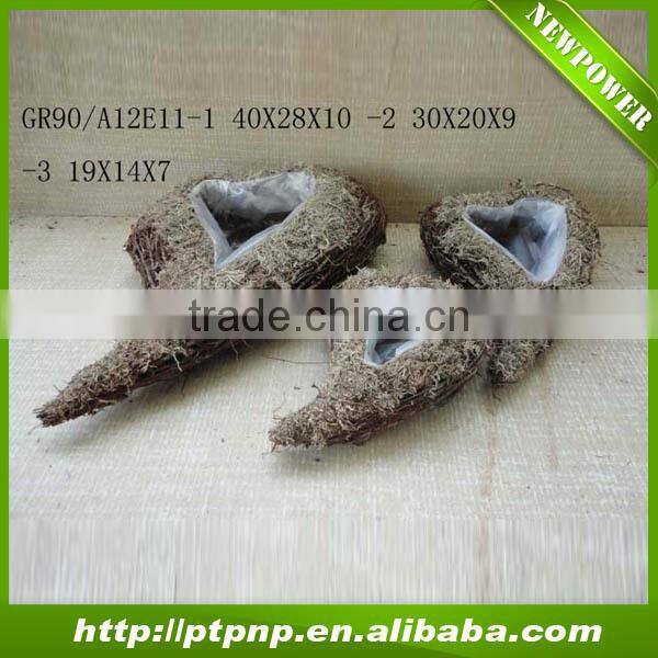 Handmade heart design moss leaf flower pot for home and garden GR12E11