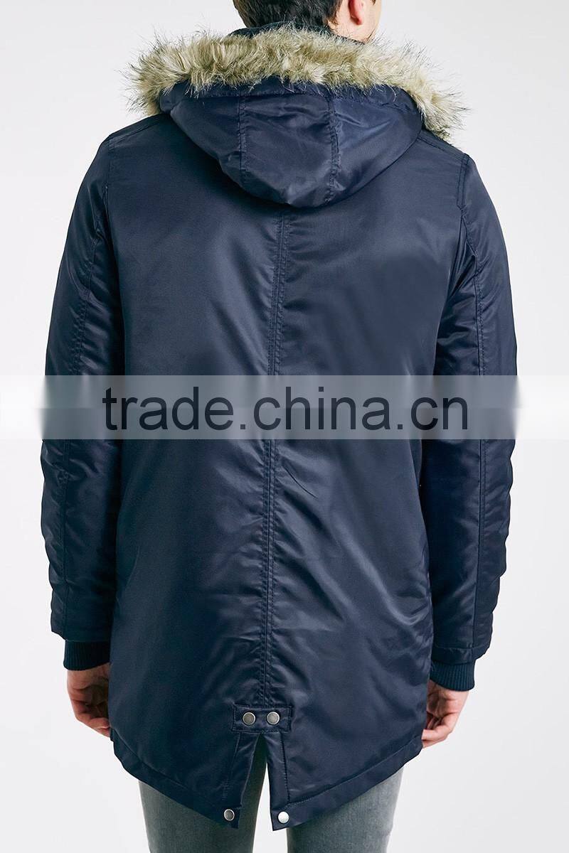 Hot new style cotton-padded mens winter coat parka jacket with fur collar