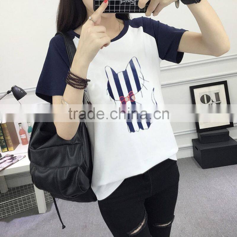 Custom Fashionable Logo Printing women Round Neck Short Sleeves T shirt
