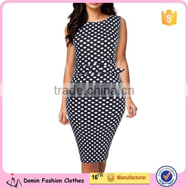 Women's Vintage Pinup Polka Dot Pencil Business Dress