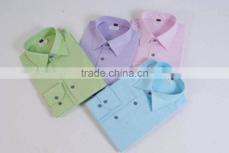 Men handsome colourful T/C dress shirt 2015
