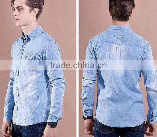 Long sleeve men denim shirt casual man shirts MOQ 5PCS
