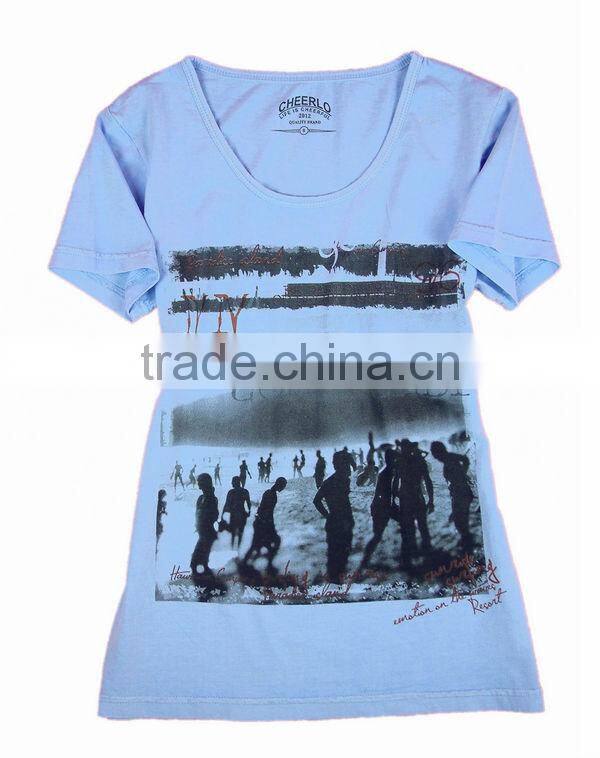 Customized printing for mens garment dye tee shirts