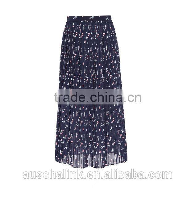 latest summer korea style ladies long pleated skirt design new pattern