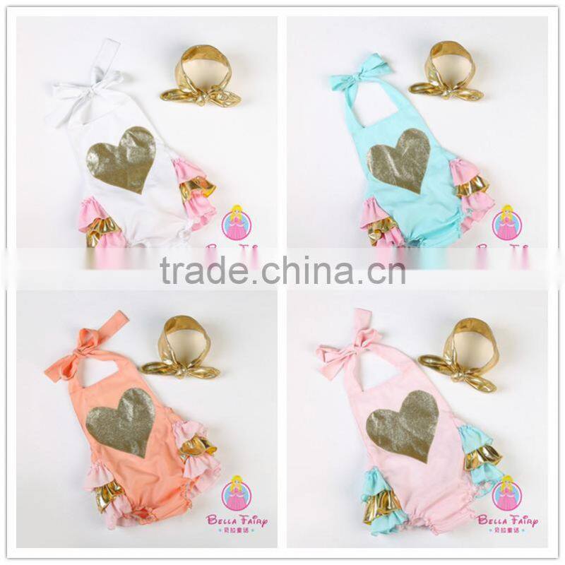 Popular selling 100%cotton baby jumpsuit rompers for toddler grils
