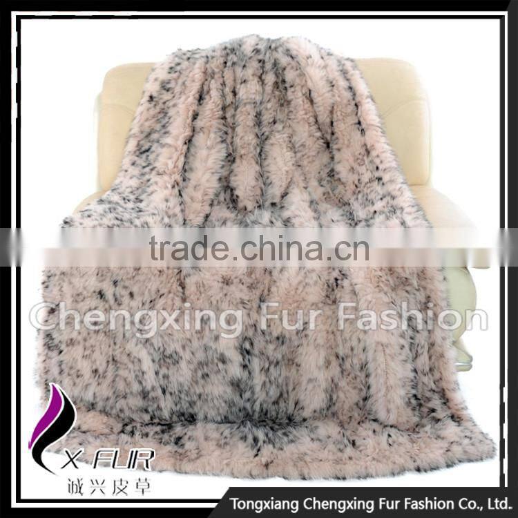 CX-D-73 2016 New Arrival Hand Knitted Genuine Fox Fur Throw Blanket