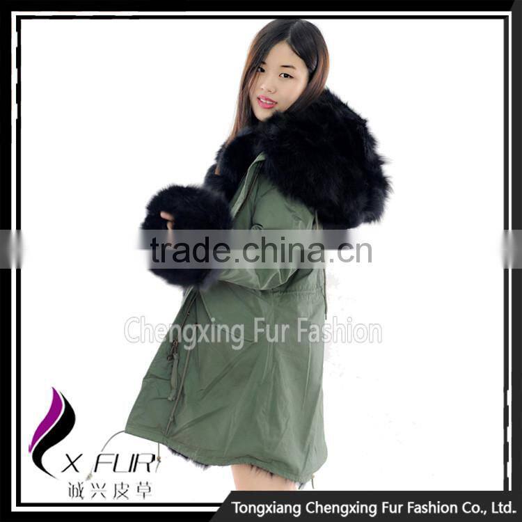 CX-G-P-02 Hot Sale Fox Fur Real Fur Parka Warm Winter Wear for Ladies Parka
