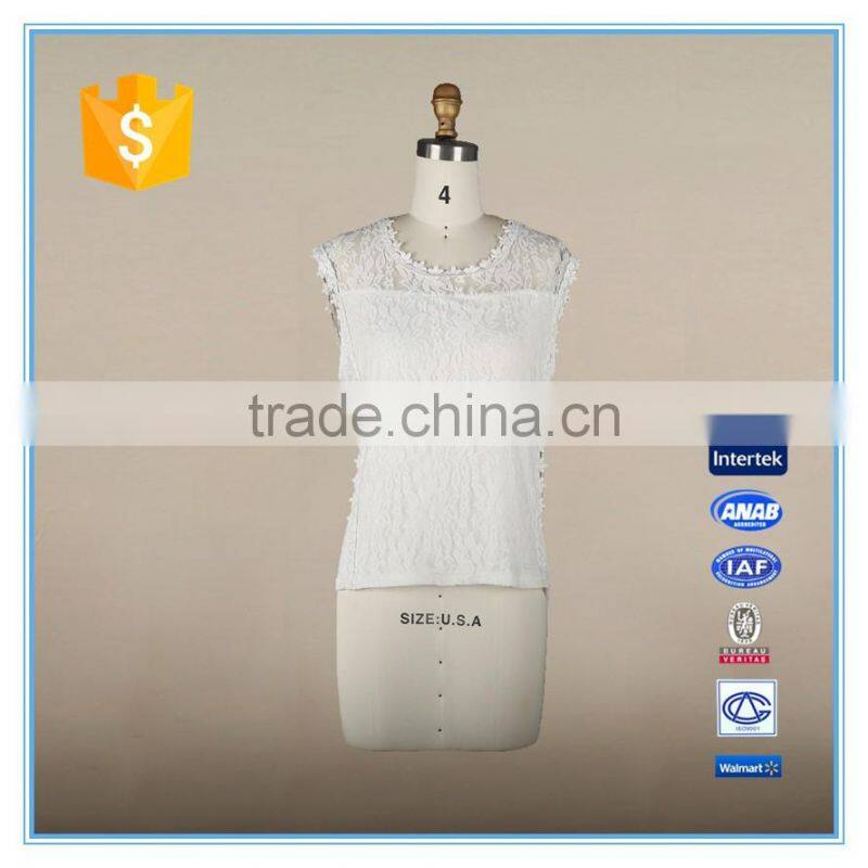 Latest White Sexy Women's Halterneck Slim Fit Lace Casual Tank Top