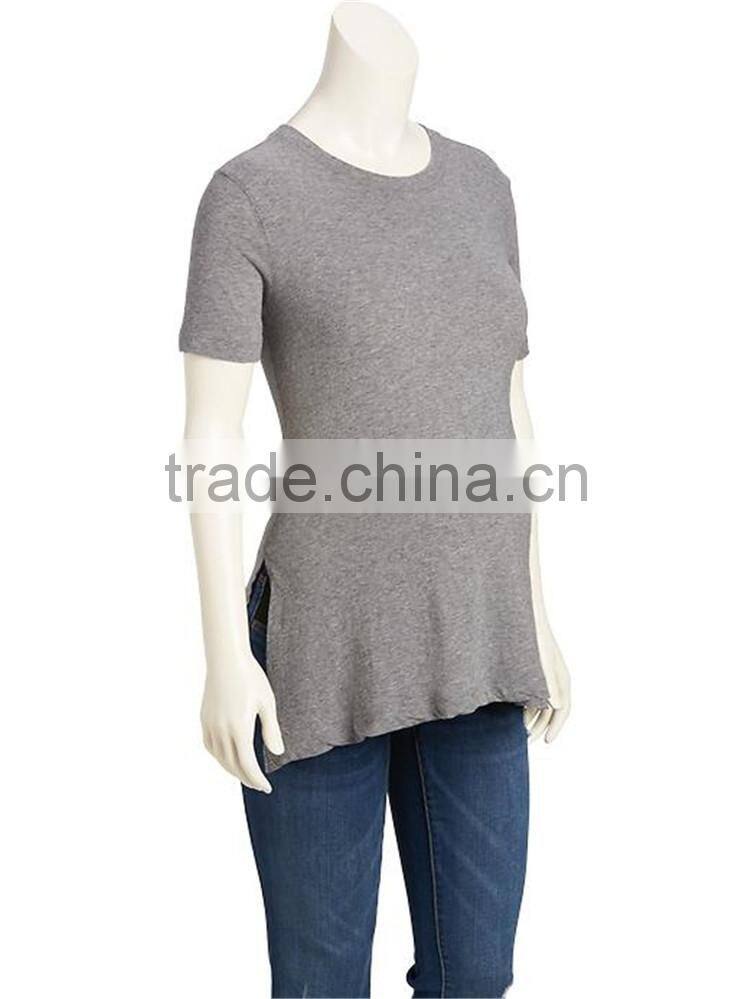 100%cotton comfortable big tall wholesale round neck maternity two tone t-shirt