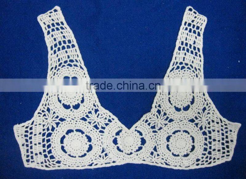 machine made cotton crochet neck lace for ladies garment