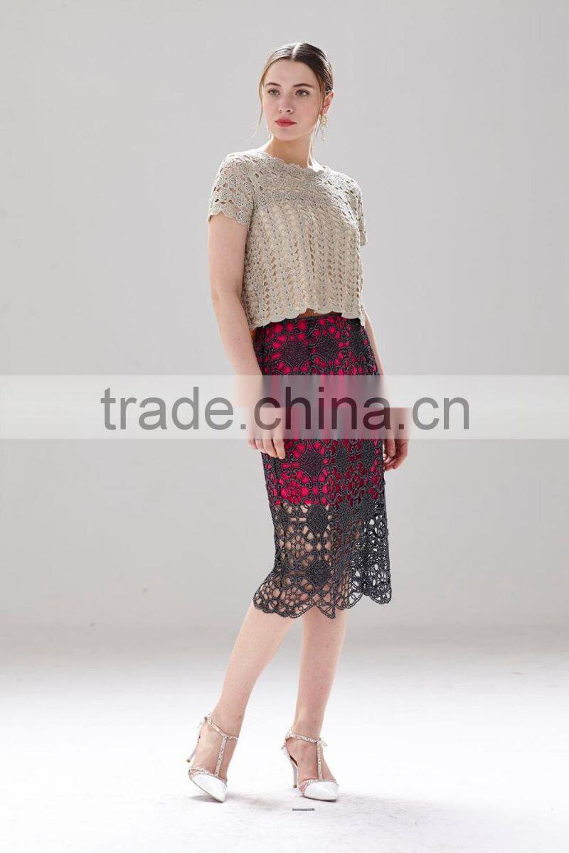 new fashion lady's chinese knot pattern casual lace short skirt