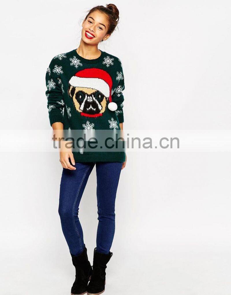 2016 women Christmas Novelty Knitted Top New Christmas