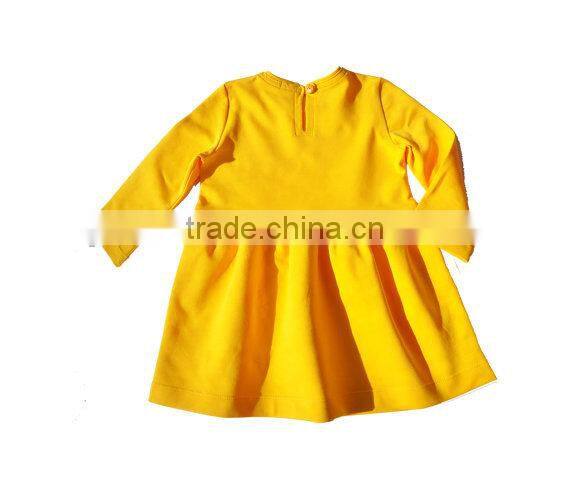 Wholesale Children's Boutique Handmade Clothing Baby Girl Long Sleeve Soild Color Dress Girls Party Dresses