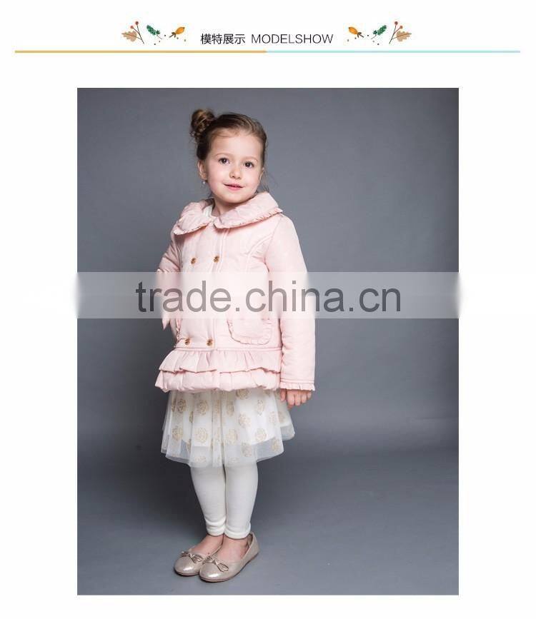 Girls Winter Coat Sweet Style Children Clothes With Pleated Hem 2017 New Design