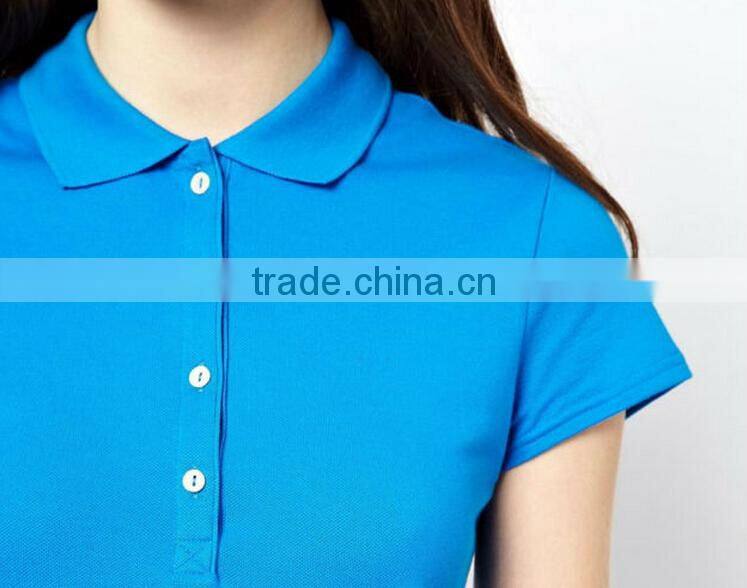 Beautiful ladies cotton polo dress shirt for wholesale