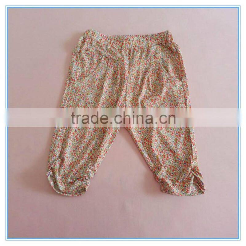 Factory price super comfortable cotton fabric children girl's leggings Stretch colorful pants flower printed pants trousers