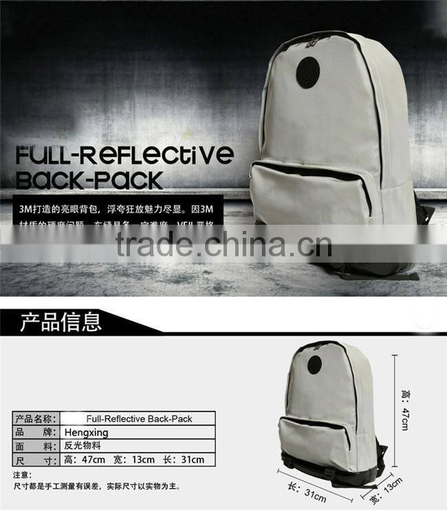 2015 Fashion Full 100%3M reflective backpack Fluorescent Reflective Backpack travel Bag