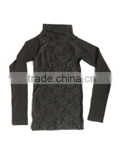 lace front long sleeve high neck seamless underwear