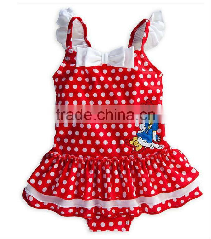 Hot summer baby girls comfortable one piece swimsuit children polka dot cartoon swimwear kids bikini lower price wholesale