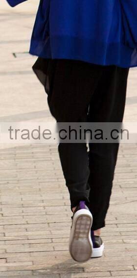 Runwaylover EY0619P plus size clothing full length trousers women casual elastic waist chiffon harem pants