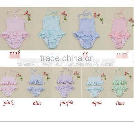 Novelty promotional monogrammed striped bathing suit Seersucker swimsuit