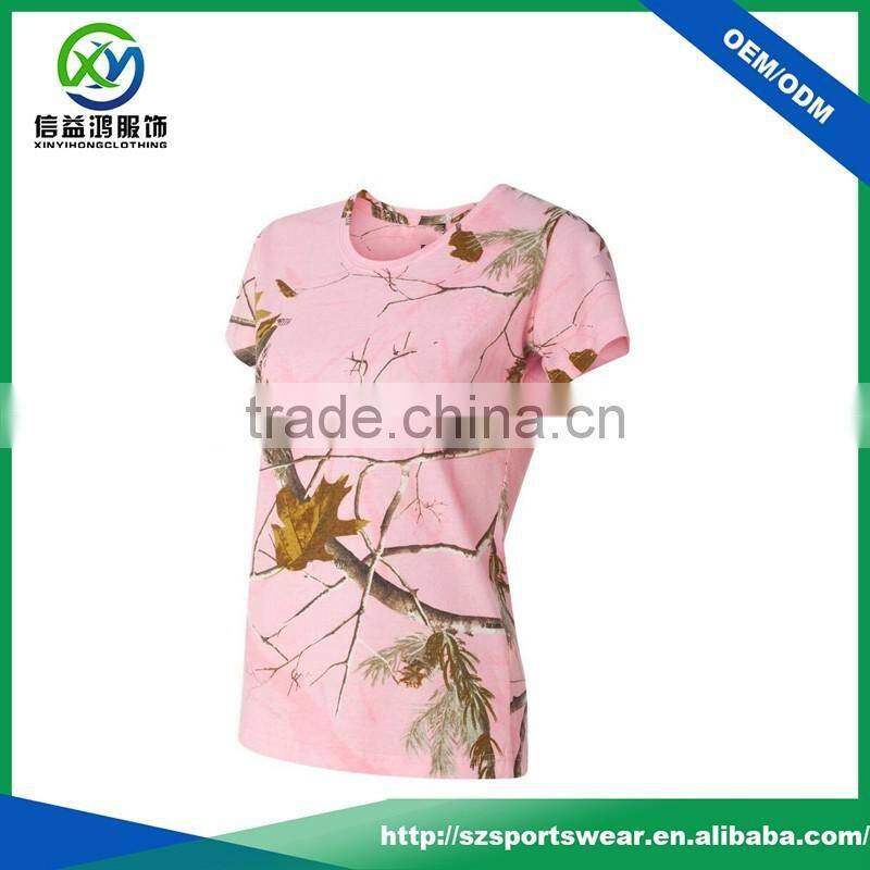 OEM full sublimation 92%polyester 8%spandex light weight pink color t shirt women