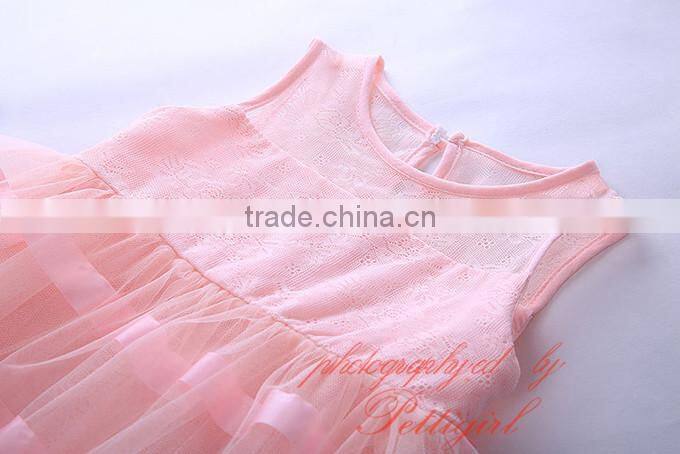 Fashion Summer Pink Girl Dresses With Lace Girls Princess Dresses Sleeveless Infant Clothes GD50112-8