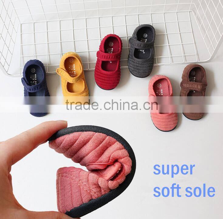 Canvas fabric girl shoes, magic velcro kids shoes